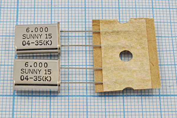 Кварцевый резонатор 6 МГц - 6000 HC49U 15 50 50/0~70C SA[SUNNY] 1Г (SUNNY15