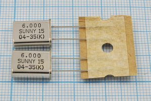 Кварцевый резонатор 6 МГц - 6000 HC49U 15 50 50/0~70C SA[SUNNY] 1Г (SUNNY15