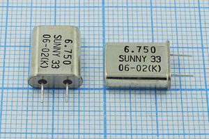 Кварцевый резонатор 6,75 МГц - 6750 HC49U 33 30 30/-20~85C SA[SUNNY] 1Г 5мм