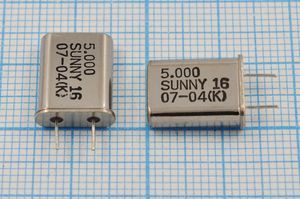 Кварцевый резонатор 5 МГц - 5000 HC49U 16 30 30/-20~70C SA[SUNNY] 1Г 5мм