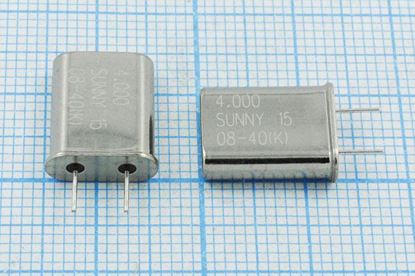 Кварцевый резонатор 4 МГц - 4000 HC49U 15 30 30/-20~85C SA[SUNNY] 1Г 5мм