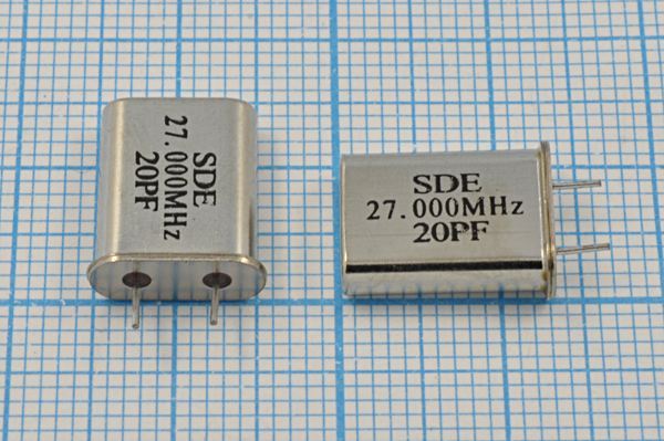 Кварцевый резонатор 27 МГц - 27000 HC49U 20 30 49U[SDE] 3Г 3мм (SDE20PF)
