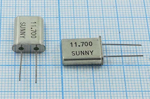 Кварцевый резонатор 11,7 МГц - 11700 HC49U 15 SA[SUNNY] 1Г (11.700 SUNNY)