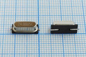 Кварцевый резонатор 24 МГц - 24000 SMD49S4 18 25 30/-10~70C 1Г Кварцевый резонатор 24 МГц - 24000 SMD49S4 18 25 30/-10~70C 1Г
