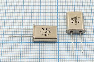Кварцевый резонатор 6 МГц - 6000 HC49U 20 50 49U[SDE] 1Г (SDE 6.000MHz)