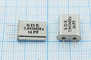 Кварцевый резонатор 7,993 МГц - 7993 HC49U 16 30 49U[SDE] 1Г 5мм (SDE16PF)