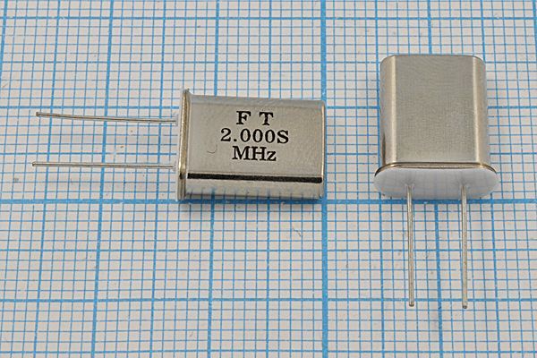 Кварцевый резонатор 2 МГц - 2000 HC49U S 20 20/-20~70C U[FT] 1Г +IS (FT)