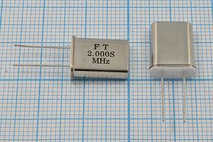 Кварцевый резонатор 2 МГц - 2000 HC49U S 20 20/-20~70C U[FT] 1Г +IS (FT)
