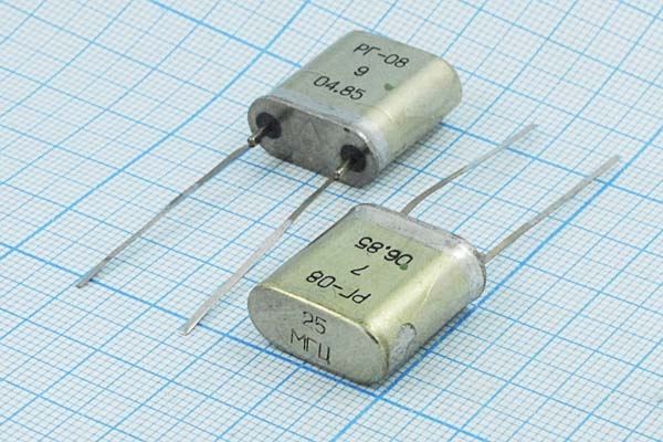 Кварцевый резонатор 25 МГц - 25000 HC33U 15 50/-40~85C РГ08ББ-14ДТ 3Г