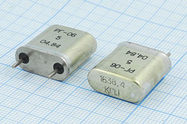 Кварцевый резонатор 1,6384 МГц - 1638,4 HC6U S 15 50/-60~85C РГ06БА-14ЕТ 1Г