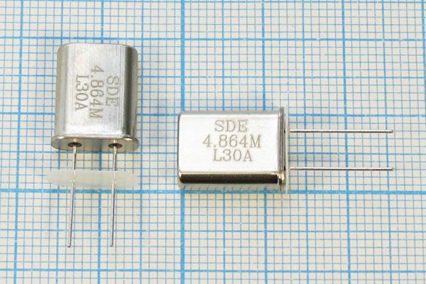 Кварцевый резонатор 4,864 МГц - 4864 HC49U 30 10 20/-20~70C 49U[SDE] 1Г +IS