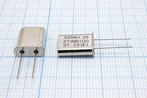 Кварцевый резонатор 27 МГц - 27000 HC49U 20 30 50/-40~85C SA[SUNNY] 1Г