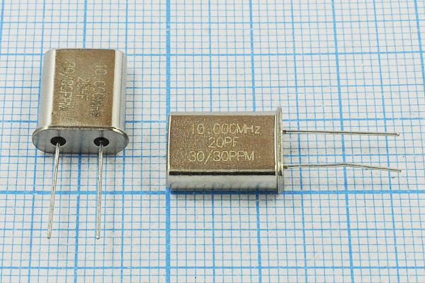 Кварцевый резонатор 10 МГц - 10000 HC49U 20 30 20/-20~70C 1Г (10.000MHz)