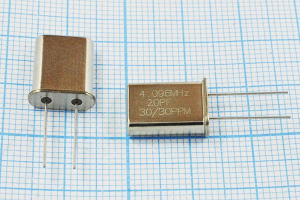 Кварцевый резонатор 4,096 МГц - 4096 HC49U 20 30 20/-20~70C 1Г (4.096MHz)