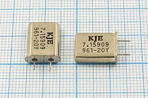 Кварцевый резонатор 7,15909 МГц - 7159,09 HC49U 30 1Г 5мм (KJE) Кварцевый резонатор 7,15909 МГц - 7159,09 HC49U 30 1Г 5мм (KJE)