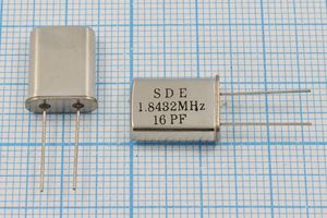 Кварцевый резонатор 1,8432 МГц - 1843,2 HC49U 16 30 49U[SDE] 1Г (SDE 16pF)