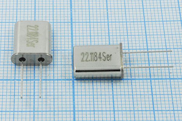Кварцевый резонатор 22,1184 МГц - 22118,4 HC49U S 20 50/-40~85C 1Г (22.1184Ser)