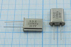 Кварцевый резонатор 2 МГц - 2000 HC49U 20 30 49U[SDE] 1Г Rs300 Ом (SDE 20PF