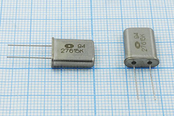 Кварцевый резонатор 27,615 МГц - 27615 HC49U S РК374МД 1Г (27615К)