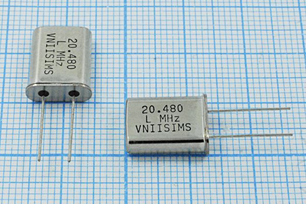 Кварцевый резонатор 20,48 МГц - 20480 HC49U 24 15 30/-40~70C РПК01МД-6ВС 1Г