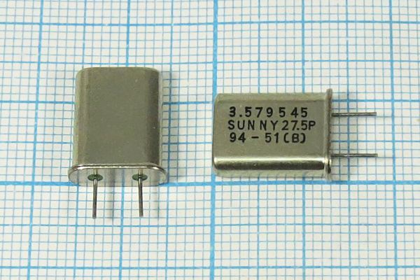 Кварцевый резонатор 3,579545 МГц - 3579,545 HC49U 27,5 SA[SUNNY] 1Г 5мм