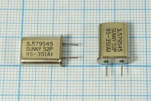 Кварцевый резонатор 3,579545 МГц - 3579,545 HC49U 52 SA[SUNNY] 1Г 5мм (SUNNY52)