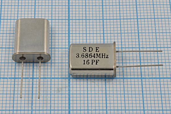 Кварцевый резонатор 3,6864 МГц - 3686,4 HC49U 16 49U[SDE] 1Г (SDE 3.6864MHz 16pF