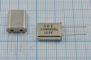 Кварцевый резонатор 3,6864 МГц - 3686,4 HC49U 16 49U[SDE] 1Г (SDE 3.6864MHz 16pF