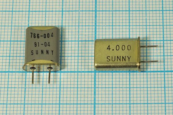 Кварцевый резонатор 4 МГц - 4000 HC49U 15 SA[SUNNY] 1Г 5мм (SUNNY)