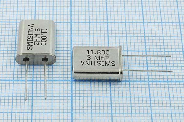 Кварцевый резонатор 11,8 МГц - 11800 HC49U S /-40~85C РПК01МД 1Г