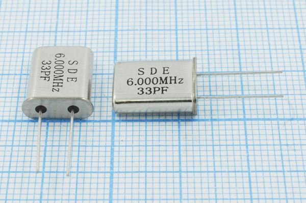 Кварцевый резонатор 6 МГц - 6000 HC49U 33 30 49U[SDE] 1Г (SDE6.000 33PF)