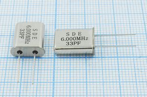 Кварцевый резонатор 6 МГц - 6000 HC49U 33 30 49U[SDE] 1Г (SDE6.000 33PF)