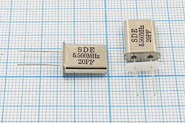 Кварцевый резонатор 5,5 МГц - 5500 HC49U 20 30 20/-20~70C 49U[SDE] 1Г +IS