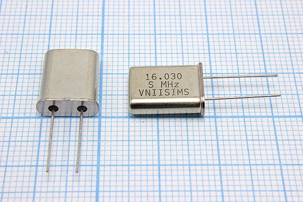Кварцевый резонатор 16,03 МГц - 16030 HC49U S 15 30/-40~70C РПК01МД-6ВС 1Г