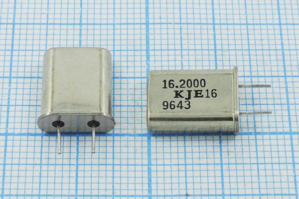 Кварцевый резонатор 16,2 МГц - 16200 HC49U 16 1Г 5мм (16.2000 KJE16)