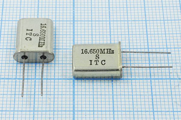 Кварцевый резонатор 16,65 МГц - 16650 HC49U S 1Г (16.650MHz S ITC)