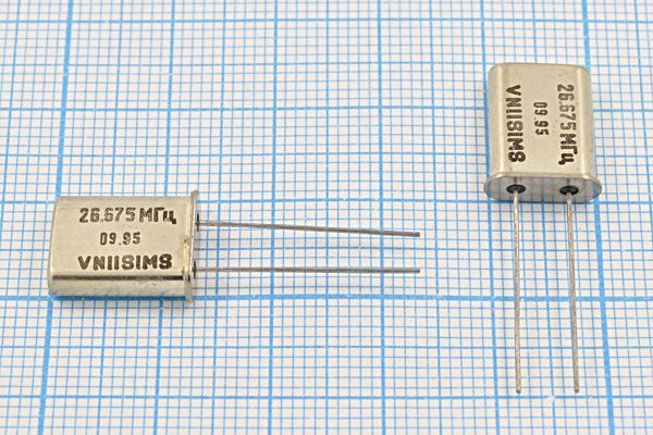 Кварцевый резонатор 26,675 МГц - 26675 HC49U 30 РПК01МД 3Г (26.675МГц VNIISIMS)