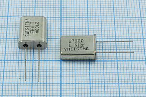 Кварцевый резонатор 27 МГц - 27000 HC49U 20 15 30/-40~70C РПК01МД-6ВС 3Г Кварцевый резонатор 27 МГц - 27000 HC49U 20 15 30/-40~70C РПК01МД-6ВС 3Г