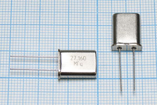 Кварцевый резонатор 27,16 МГц - 27160 HC49U S 15 30/-40~70C РПК01МД-6ВС 3Г