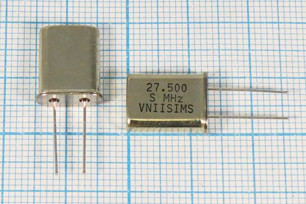 Кварцевый резонатор 27,5 МГц - 27500 HC49U S 15 30/-40~70C РПК01МД-6ВС 3Г