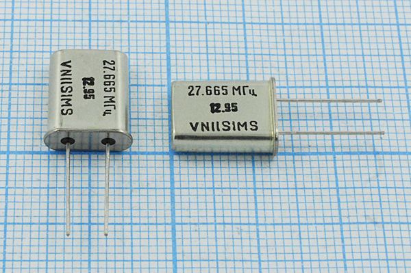 Кварцевый резонатор 27,665 МГц - 27665 HC49U РПК01МД 3Г (27.665МГц VNIISIMS)