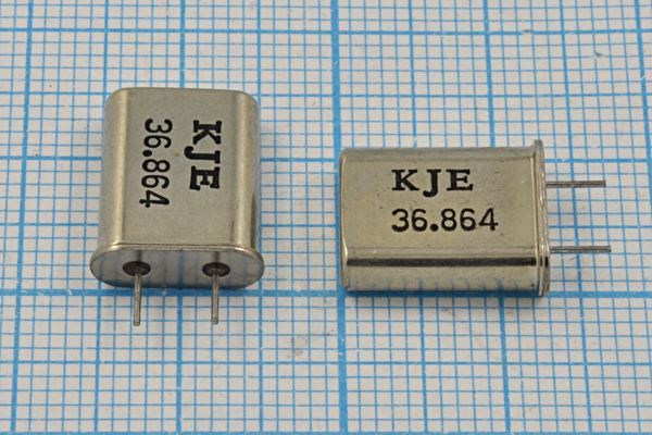 Кварцевый резонатор 36,864 МГц - 36864 HC49U 20 3Г 5мм (KJE)