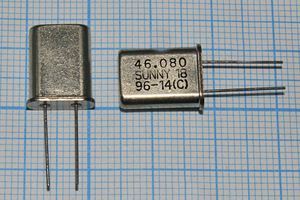 Кварцевый резонатор 46,08 МГц - 46080 HC49U 18 SA[SUNNY] 3Г(46.080 SUNNY 18 96-