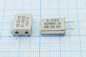 Кварцевый резонатор 6 МГц - 6000 HC49U 16 30 30/-20~70C SA[SUNNY] 1Г 5мм