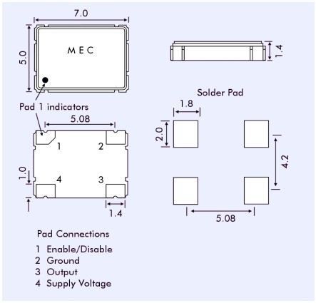 Кварцевый генератор 500 КГц - 5SWO-DT-500КHz SMD 07-05 5в TTL/HCMOS МЕС