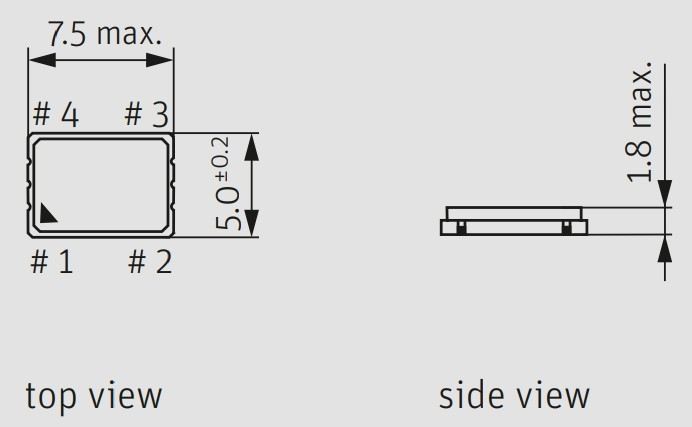 Кварцевый генератор 25000 КГц - Q25.000-JO75-C-3,3-2-T1-LF SMD 07-05 5в CMOS Tri-state