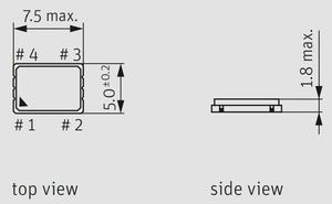 Кварцевый генератор 25000 КГц - Q25.000-JO75-C-3,3-2-T1-LF SMD 07-05 5в CMOS Tri-state Кварцевый генератор 25000 КГц - Q25.000-JO75-C-3,3-2-T1-LF SMD 07-05 5в CMOS Tri-state