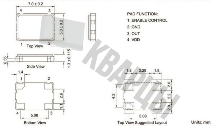 Кварцевый генератор 3.579545 МГц - 3579.545 SMD07050C4 CM 3.3В EAS7050XO EASCERA