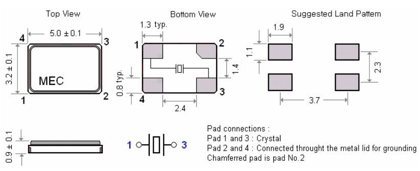 Кварцевый резонатор 22.5792MHz - 22579.2 КГц SMD0503M4-4 MEC