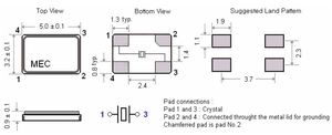 Кварцевый резонатор 22.5792MHz - 22579.2 КГц SMD0503M4-4 MEC